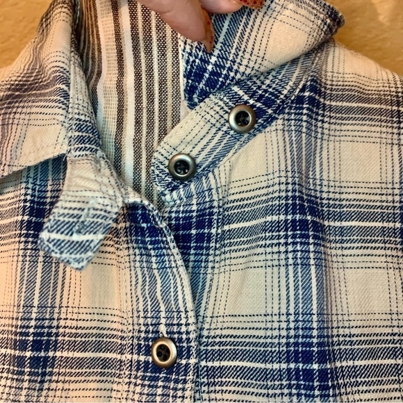 Madewell Shirt XS 100% Cotton Long-Sleeve Button-Up White Blue Plaid Comfy - Picture 2 of 16